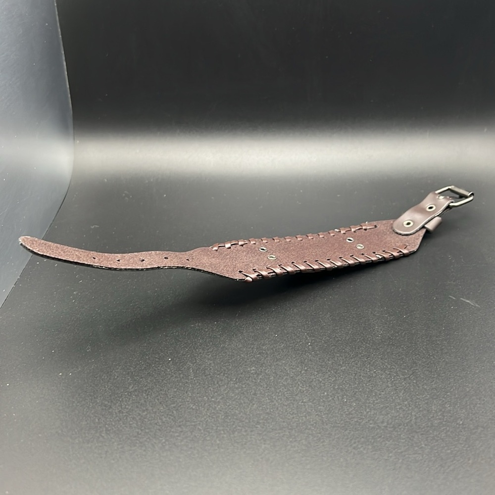 PRICE IS FIRM - Handmade Bronze Wolf Faux Leather Bracelet - Picture 7 of 7